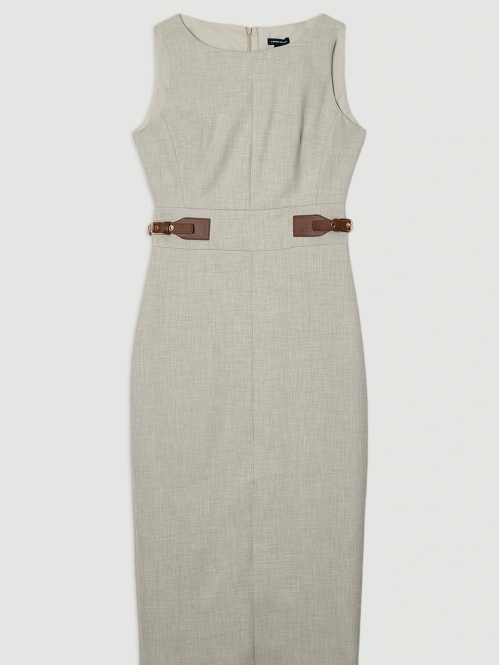 Karen Millen Tailored Marl Contrast Tipped Pencil Midi Dress NWT Size 4 - Picture 3 of 5